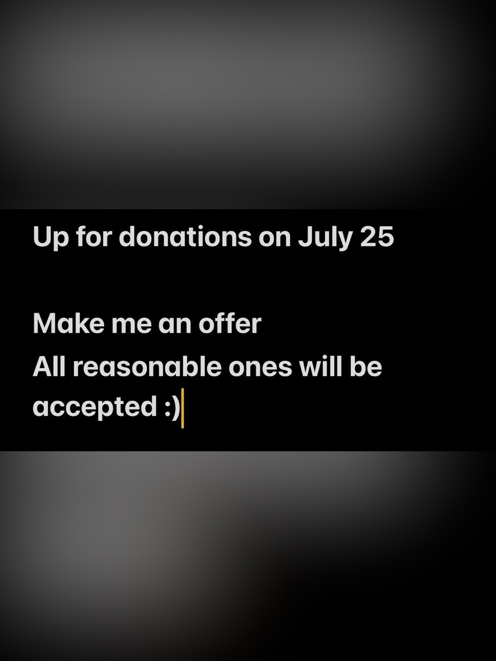 Donation Listing - Text Graphic in Black and White
